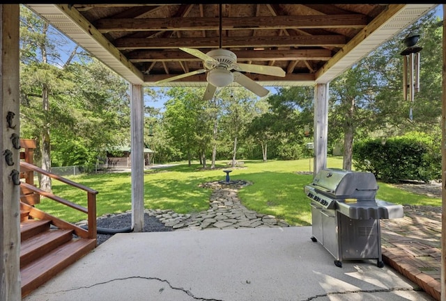 421 Robertson Dr, Smyrna, TN 37167 - view of patio with a ceiling fan, area for grilling, and view of scattered trees