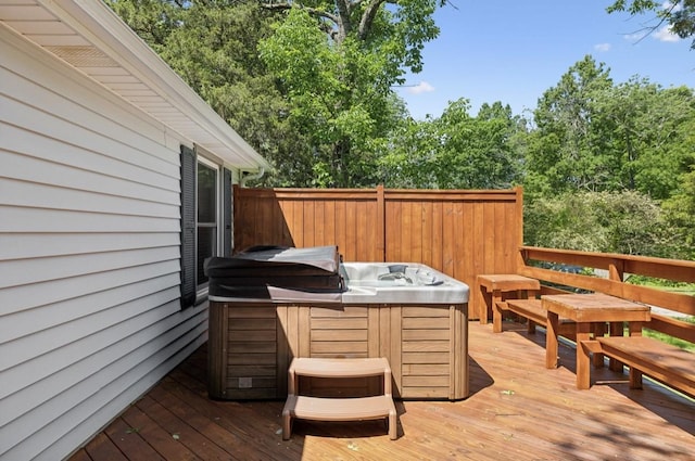 421 Robertson Dr, Smyrna, TN 37167 - wooden deck featuring a hot tub and view of wooded area