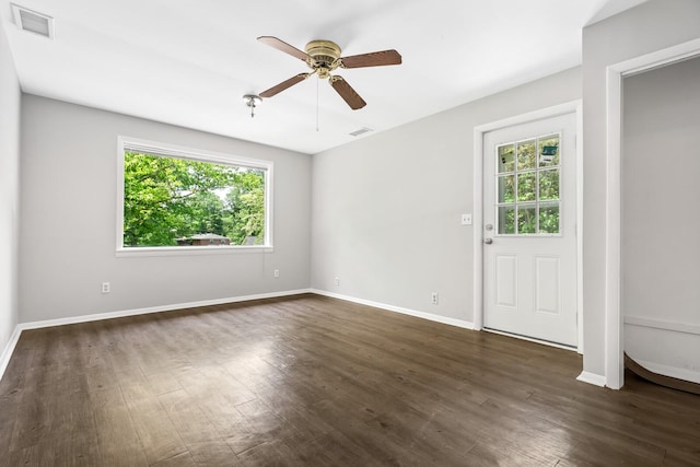 1003 Copper Still Cir, Kingston Springs, TN 37082 - empty room featuring ceiling fan, dark wood-type flooring, and baseboards