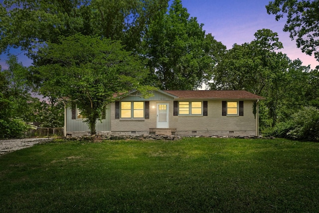 1003 Copper Still Cir, Kingston Springs, TN 37082 - view of front of home with crawl space, a lawn, and brick siding