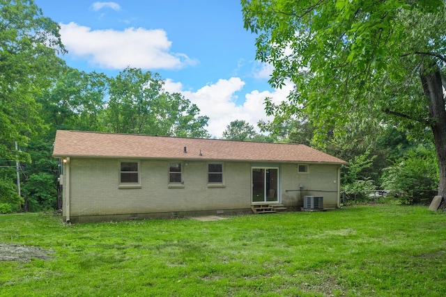 1003 Copper Still Cir, Kingston Springs, TN 37082 - rear view of property featuring entry steps, brick siding, central air condition unit, and crawl space