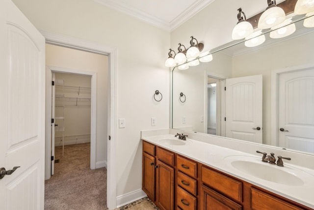 1015 Kingman Ave, Murfreesboro, TN 37129 - full bath with ornamental molding, double vanity, baseboards, and a walk in closet