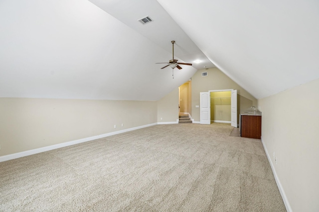 1015 Kingman Ave, Murfreesboro, TN 37129 - additional living space featuring lofted ceiling, light colored carpet, baseboards, and ceiling fan