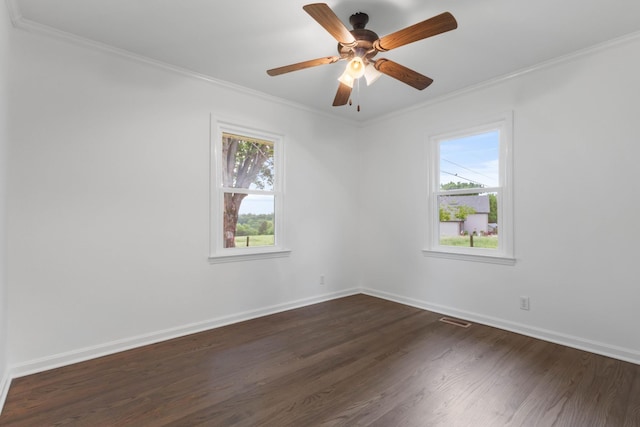 2851 Cooper Creek Rd, Woodlawn, TN 37191 - spare room featuring plenty of natural light, ornamental molding, dark wood-style floors, and baseboards
