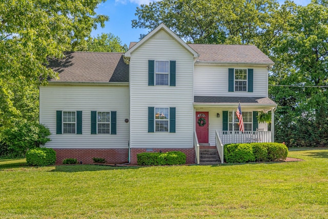 7104 Elrod Rd, Fairview, TN 37062 - traditional home featuring a porch, a front lawn, and a chimney