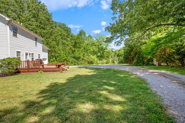 7104 Elrod Rd, Fairview, TN 37062 - view of green lawn featuring a deck and a forest view