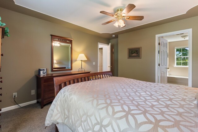 7104 Elrod Rd, Fairview, TN 37062 - carpeted bedroom with baseboards, a ceiling fan, and connected bathroom