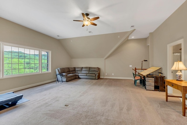 1764 Warren Hollow Rd, Nolensville, TN 37135 - unfurnished room featuring ceiling fan, vaulted ceiling, carpet, and baseboards