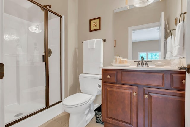 1764 Warren Hollow Rd, Nolensville, TN 37135 - full bathroom with a stall shower, tile patterned flooring, toilet, and vanity