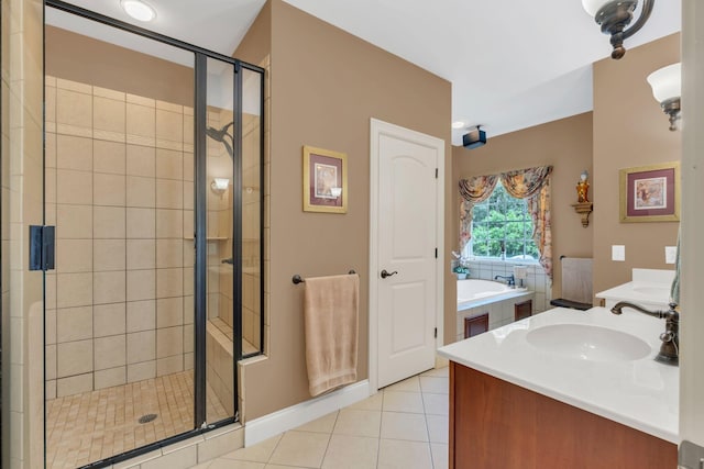 1764 Warren Hollow Rd, Nolensville, TN 37135 - full bath with a stall shower, a bath, tile patterned flooring, and vanity