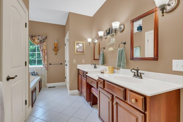 1764 Warren Hollow Rd, Nolensville, TN 37135 - full bath with tile patterned floors, baseboards, vanity, and a bath