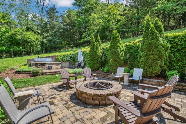 1764 Warren Hollow Rd, Nolensville, TN 37135 - view of patio / terrace featuring an outdoor fire pit and view of wooded area