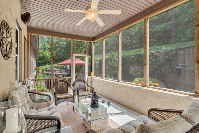 1764 Warren Hollow Rd, Nolensville, TN 37135 - sunroom / solarium with outdoor lounge area, plenty of natural light, and ceiling fan