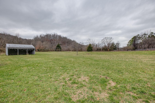8310 Dog Creek Rd, Primm Springs, TN 38476 - view of grassy yard with a pole building, a view of rural / pastoral area, and an outdoor structure