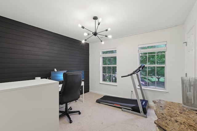 1423 Clairmonte Cir, Franklin, TN 37064 - carpeted office featuring a chandelier and baseboards