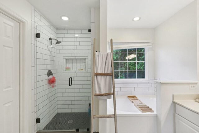 1423 Clairmonte Cir, Franklin, TN 37064 - full bathroom with a bath, a shower stall, vanity, and recessed lighting