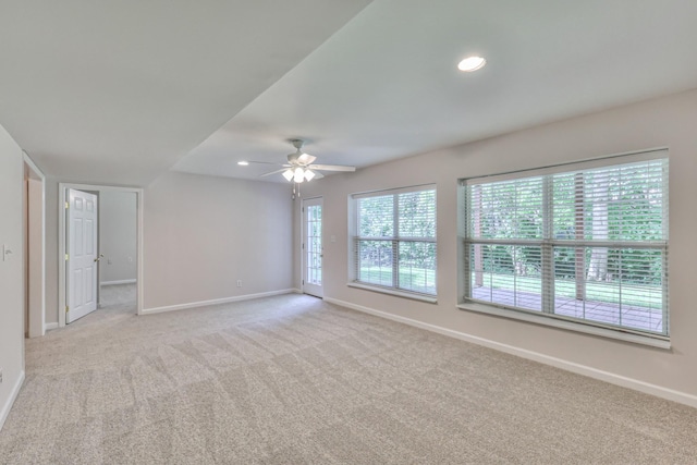 408 Parish Pl, Franklin, TN 37067 - spare room with baseboards, light carpet, a ceiling fan, and recessed lighting