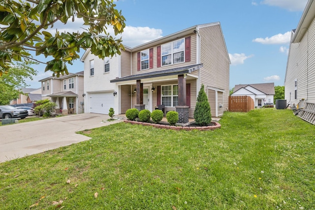 325 Golfview Ln, Springfield, TN 37172 - view of front of home featuring an attached garage, covered porch, driveway, and central AC unit