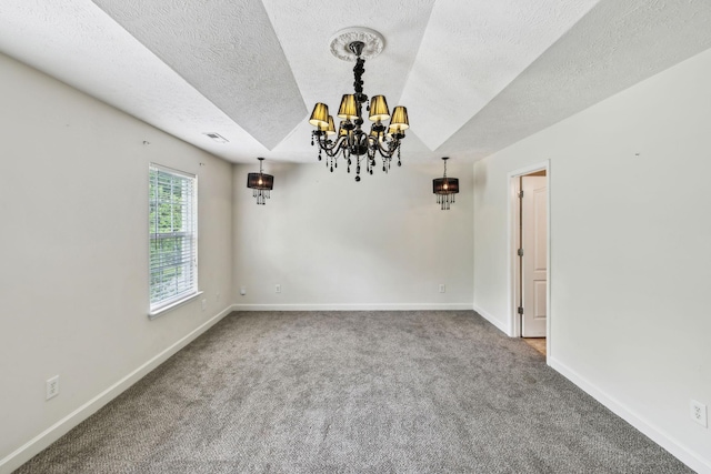 325 Golfview Ln, Springfield, TN 37172 - unfurnished dining area featuring a chandelier, carpet floors, baseboards, and a textured ceiling