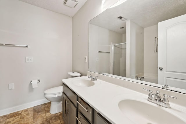 325 Golfview Ln, Springfield, TN 37172 - bathroom with baseboards, a stall shower, toilet, double vanity, and a garden tub