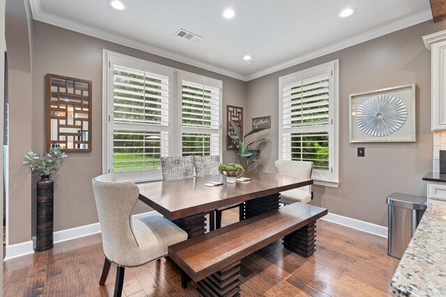 810 Pine Terrace Dr, Brentwood, TN 37027 - dining space featuring wood finished floors, recessed lighting, baseboards, and crown molding