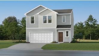traditional-style home with a front yard, driveway, and an attached garage