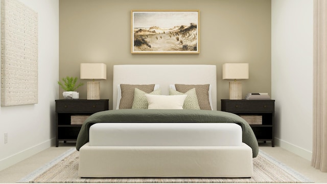bedroom featuring carpet floors and baseboards