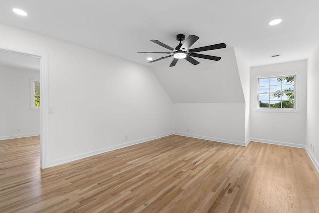 754 Veterans Pkwy, Murfreesboro, TN 37128 - additional living space featuring light wood finished floors, a ceiling fan, baseboards, recessed lighting, and lofted ceiling