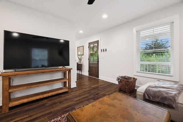 1244 Westfield Rd, Dickson, TN 37055 - living area with dark wood-style flooring, recessed lighting, and baseboards
