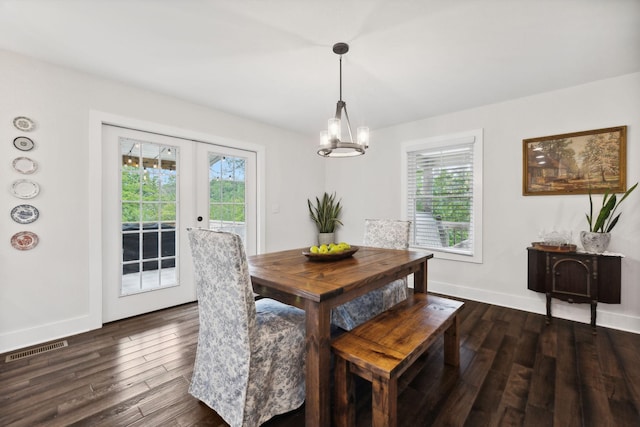 1244 Westfield Rd, Dickson, TN 37055 - dining space featuring plenty of natural light, dark wood-style flooring, and french doors