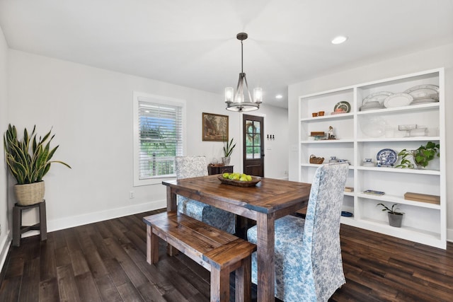 1244 Westfield Rd, Dickson, TN 37055 - dining area with wood finished floors, a chandelier, baseboards, and recessed lighting