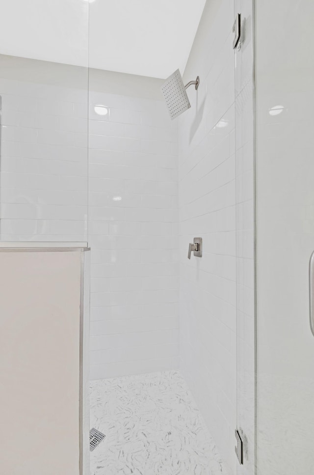 bathroom with a stall shower