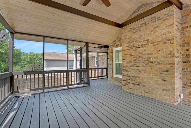 deck featuring a ceiling fan