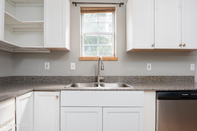 112 Pelham Rd, Knoxville, TN 37914 - kitchen with dishwasher, a sink, white cabinets, and open shelves