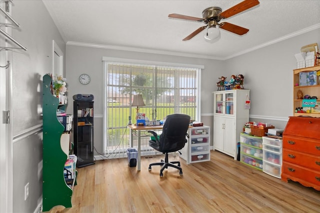 128 Ramsey Rd, Manchester, TN 37355 - office space with ceiling fan, wood finished floors, and ornamental molding