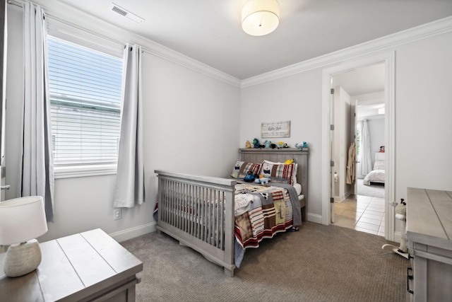 4091 Camberley St, Franklin, TN 37064 - carpeted bedroom with multiple windows, ornamental molding, and baseboards