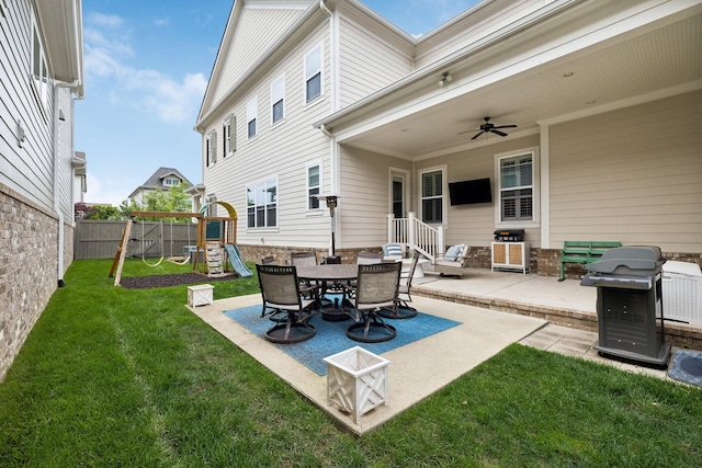 4091 Camberley St, Franklin, TN 37064 - view of patio / terrace featuring a playground and ceiling fan
