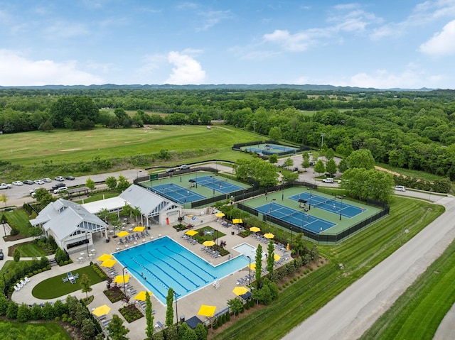 4091 Camberley St, Franklin, TN 37064 - bird's eye view of a pool area and a forest
