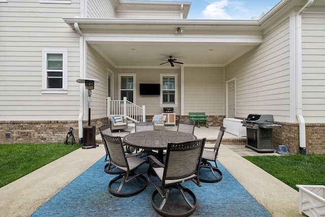 4091 Camberley St, Franklin, TN 37064 - view of patio / terrace featuring area for grilling, outdoor dining space, and ceiling fan