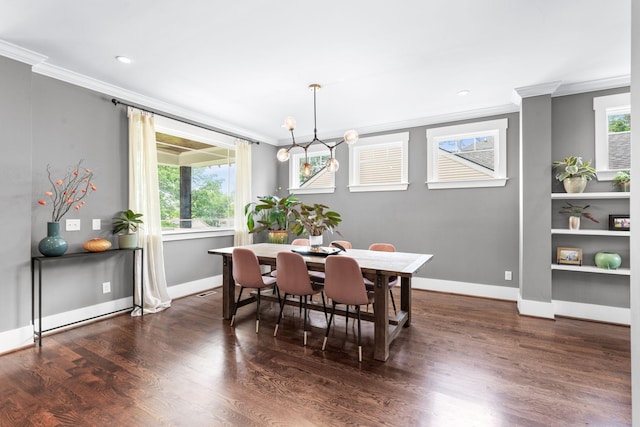3610 Pilcher Ave, Nashville, TN 37209 - dining area with ornamental molding, dark wood-style floors, baseboards, and recessed lighting