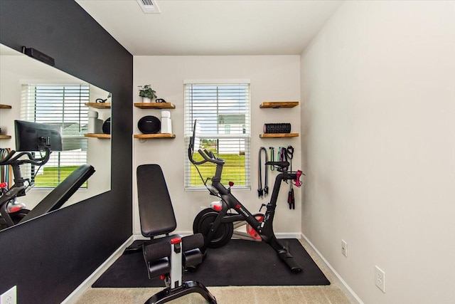 exercise room with baseboards