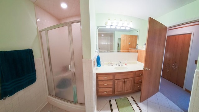 168 Maple Valley Ln, Cookeville, TN 38506 - bathroom featuring a shower stall, vanity, and tile patterned floors