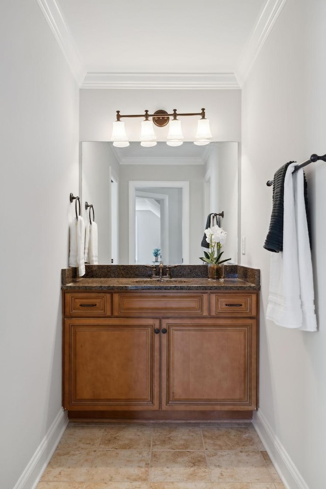 336 Alfred Ladd Rd E, Franklin, TN 37064 - bathroom with vanity, ornamental molding, and baseboards