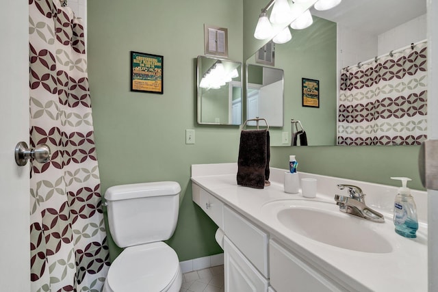 536 River St Unit 536, Chattanooga, TN 37405 - bathroom featuring toilet, tile patterned flooring, vanity, and a shower with curtain