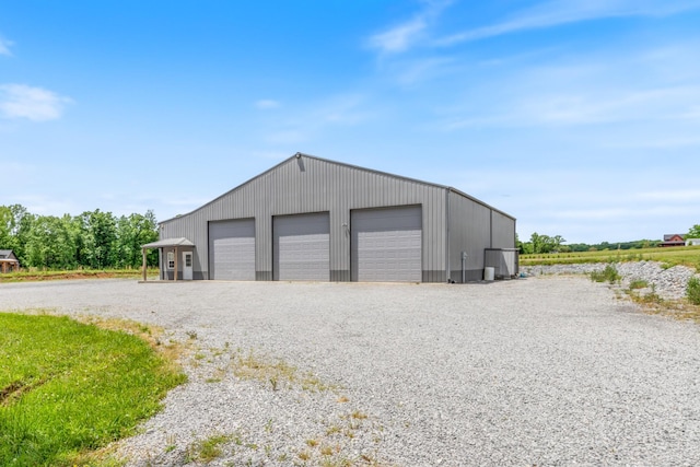 view of detached garage