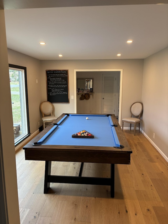 112 Churchill Pl, Franklin, TN 37067 - playroom featuring billiards table, hardwood / wood-style flooring, recessed lighting, and baseboards