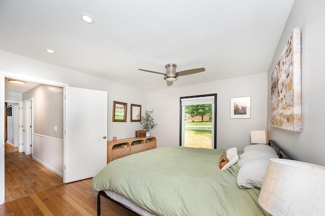 112 Churchill Pl, Franklin, TN 37067 - bedroom with light wood finished floors, a ceiling fan, and recessed lighting