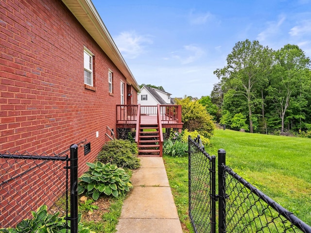 416 Overlook Cir, Tullahoma, TN 37388 - view of side of property featuring a wooden deck, brick siding, stairs, and a gate