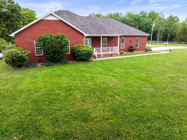 416 Overlook Cir, Tullahoma, TN 37388 - single story home with covered porch, brick siding, crawl space, and a front yard