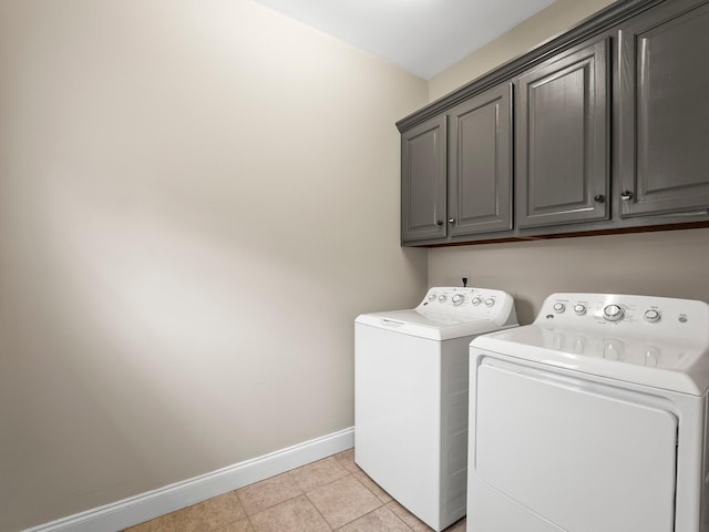 416 Overlook Cir, Tullahoma, TN 37388 - laundry area with cabinet space, independent washer and dryer, baseboards, and light tile patterned floors